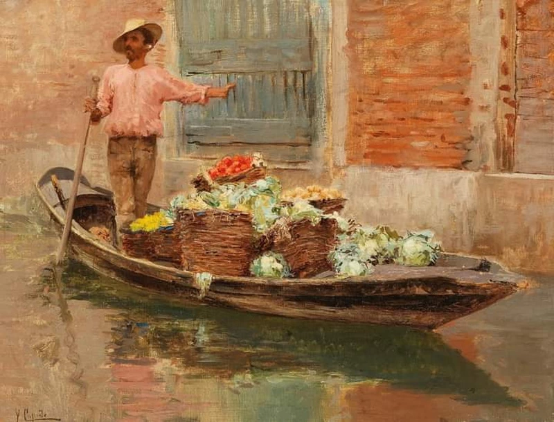 Il fioraio in barca a Chioggia